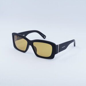 Jacquemus CROISIERE JAC/60 C5 Sunglasses Shiny Black Square Frame, Orange Lenses